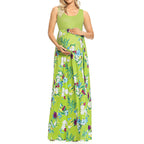 Fashion Print Stitching Round Neck Maternity Dress