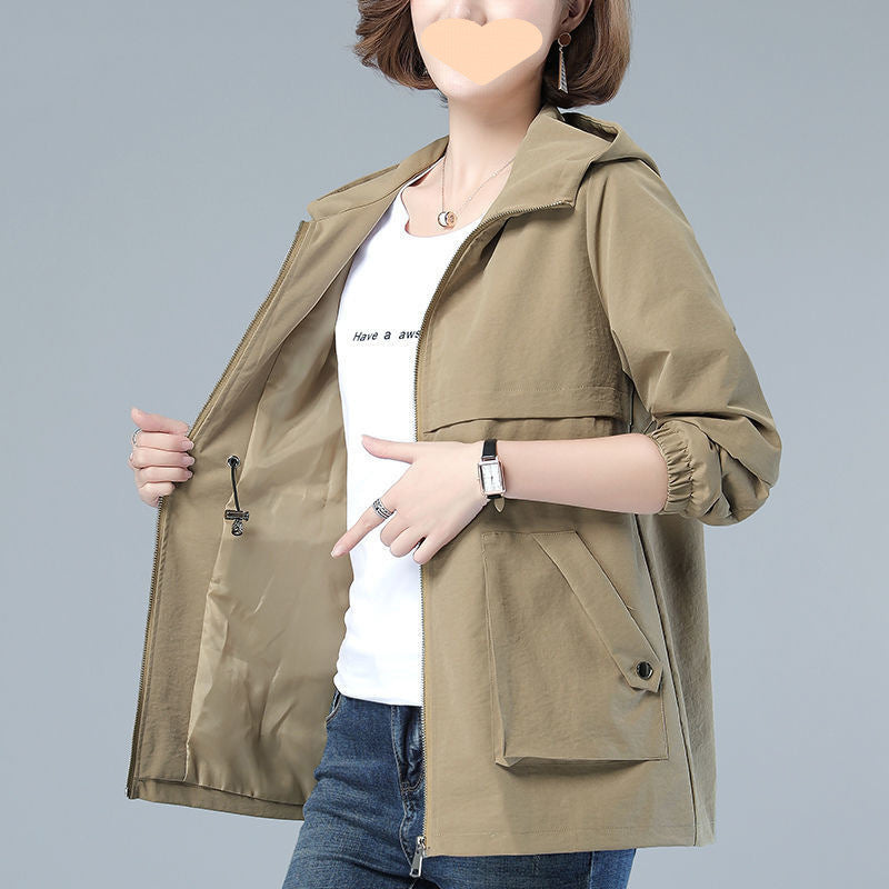 New Hooded Mom Fashion Casual Trench Coat Top For Women