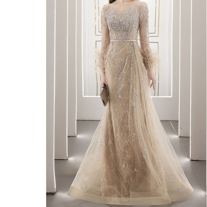 Beaded Diamond encrusted Evening Dress Long