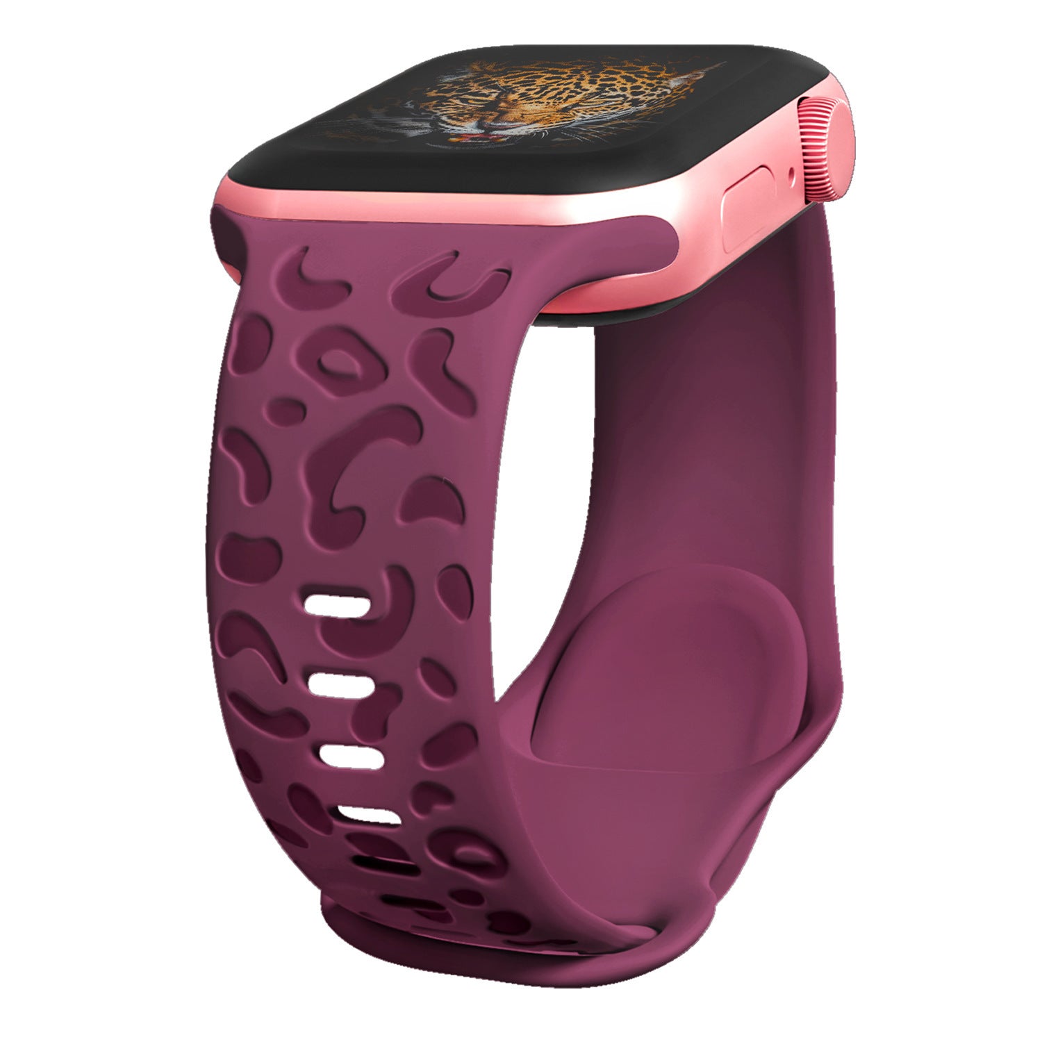 Applicable Watch Strap Watchs8ultra Laser Carving Embossed Leopard Print Butterfly Clasp Silicone