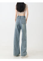 Women's Tencel Light Colored Embroidered Wide Leg Jeans